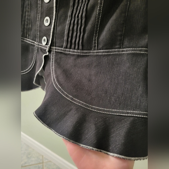 Piccadilly Fashions short puff-sleeve black denim jacket, size US 6 - Picture 6 of 7